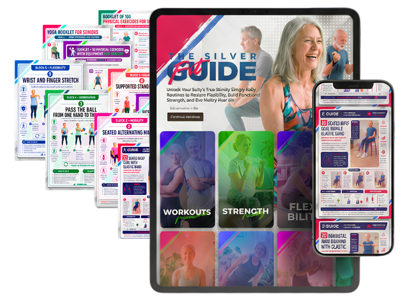 Complete Silver Fit Guide bundle with exercise sheets, tablet and phone